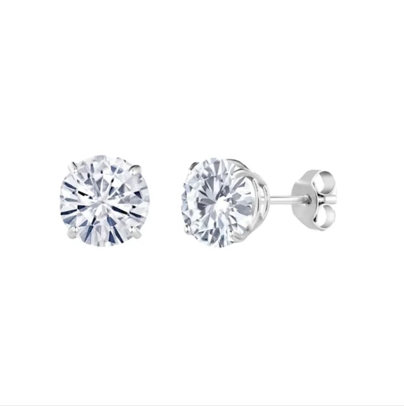 CERTIFIED 14k White Gold 2.ct Diamond Stud Earrings Moissanite Charles Colvard - Picture 2 of 6